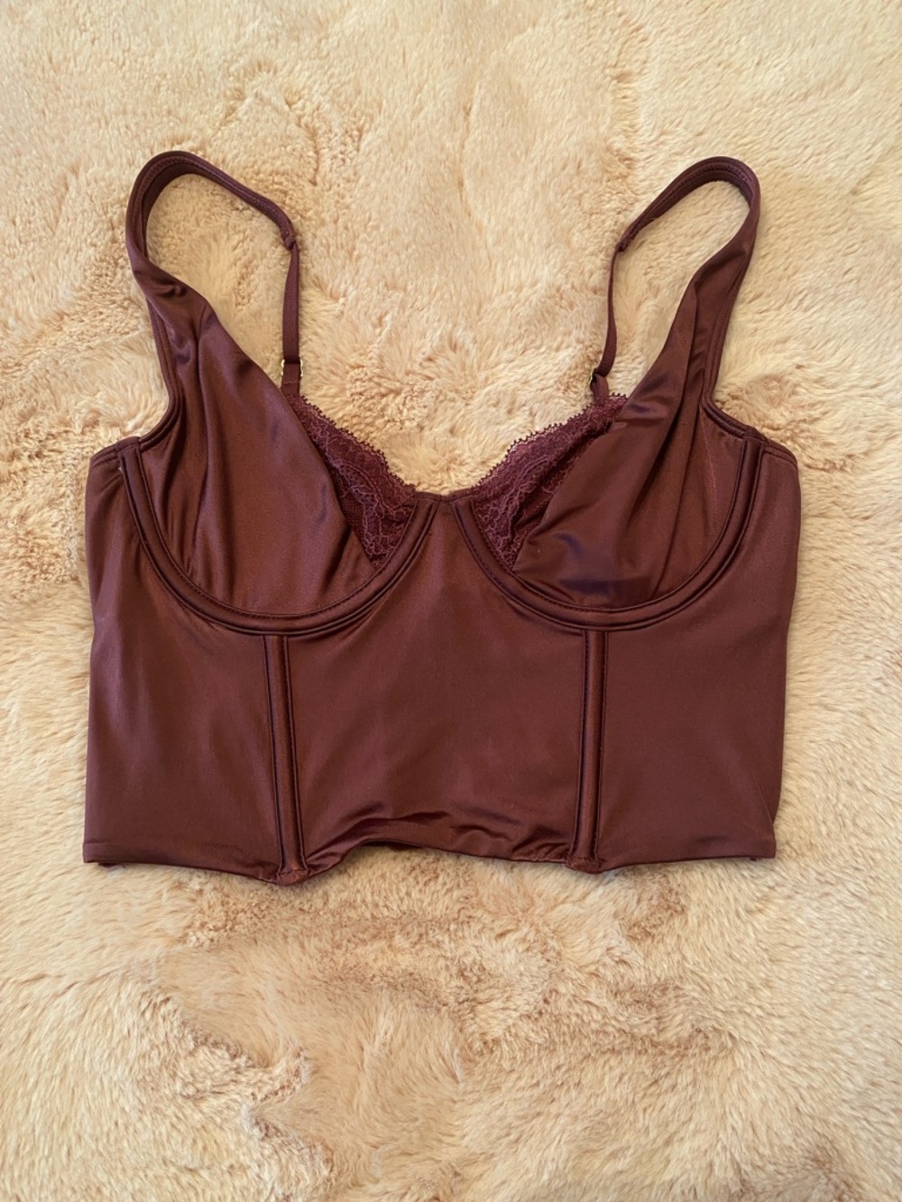 Abercrombie & Fitch Longline Corset in Deep Burgundy